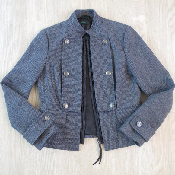 Stile Benetton Jackets & Blazers - STILE BENETTON Grey Wool Blend Military Coat